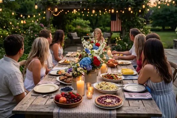 guests visiting in summer for a cookout